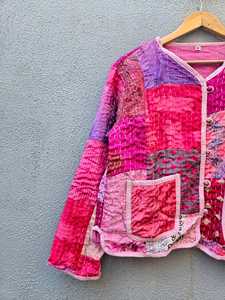 Abrigo Casual de Invierno para Mujer, 100% Algodón con Parches Hechos a Mano, Acolchado, Manga Larga, Estampado Floral, Cierre de Cinturón, Suave y de Secado Rápido - Product Image 5