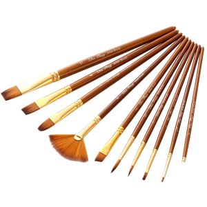ZHUTING Professional 10-Piece Nylon <b>Paint</b> <b>Brushes</b> Set Stationery <b>Art</b> Supplies for Watercolor & Acrylic/ Wooden Handle - Product Image 1