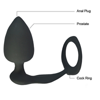 Vibromasseur anneau pénien pour hommes, stimulation de la prostate, plug anal vibrant étanche, masseur en silicone pour point G
