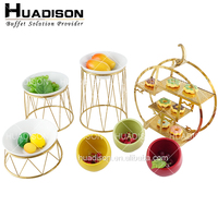 Huadison hôtel fournitures or restauration stand servant salade rack dessert contremarches buffet nourriture présentoir pour fête de mariage