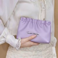 Trousse de Maquillage Portable et Minimaliste en PU Imperméable Effet Soie, Organisateur de Kit de Retouches, Pochette de Rangement Compacte pour Rouge à Lèvres, Plissée et Souple