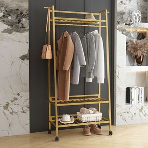 Perchas modernas simples <span class=keywords><strong>de</strong></span> doble poste <span class=keywords><strong>para</strong></span> dormitorio, <span class=keywords><strong>colgar</strong></span> <span class=keywords><strong>ropa</strong></span>, chaquetas, faldas, camisas, suéteres, percheros dorados - Product Image 1