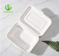 Contenants alimentaires en bagasse écologiques, résistants à la graisse et compatibles micro-ondes, boîtes à clapet en bagasse, boîtes à emporter jetables