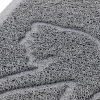 Tapis de nettoyage pliable en PVC écologique pour chiens, chats et petits animaux, antidérapant, gris, lavable à la main, style dessin animé, pour aliments pour animaux de compagnie