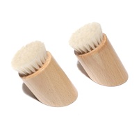 Brosse faciale sèche de qualité supérieure en gros avec poils en laine naturelle, manche en bois de hêtre, exfoliation douce pour les peaux sensibles