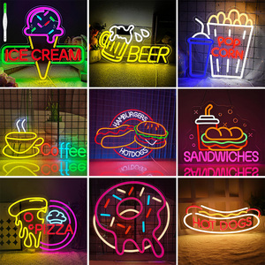 Thiết Kế Mới Acrylic Tùy Chỉnh Bắt Mắt Hot Dogs Mở Neon Dấu Hiệu Trong Thức Ăn Nhanh Loạt Cử<span class=keywords><strong>a</strong></span> Hàng Bánh Hamburger Tường Trang Trí Nội Thất - Product Image 3