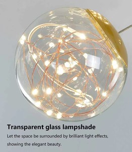 <span class=keywords><strong>Lampadario</strong></span> a LED Moderno in Cristallo Dorato a Sette Livelli, Colonna Sferica con Bolle Centrali per Scale, Ingresso e Villa - Product Image 4