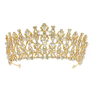 New Gold Rhinestone Baroque Crown Wedding Jewelry Bride Crown Wedding Suppliers