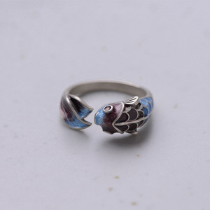 Koi Enamel <b>Ring</b> <b>Adjustable</b> Animal Zodiac Jewelry Unisex Gift - Product Image 3