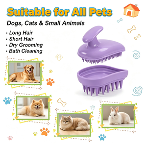 Brosse à shampooing en silicone pour le cuir chevelu, brosse multifonctionnelle deux-en-un pour animaux de compagnie, le fabricant conçoit et personnalise divers styles. - Product Image 3