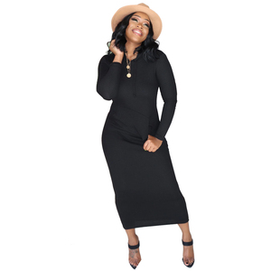 De manga larga de color sólido Mujer Vestidos 2020 casa <span class=keywords><strong>vestido</strong></span> de mujer maxi vestidos de las mujeres - Product Image 4