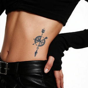 รอยสักชั่วคราวลายเข็มทิศดีไซเนอร์ รอยสักกึ่งถาวร กันน้ำ กันเหงื่อ ติดทนนาน 2 สัปดาห์ รอยสักเหมือนจริงสำหรับแขนและลำตัว - Product Image 3