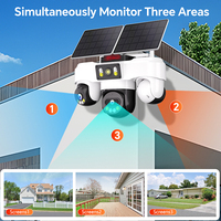 6 Motor 3 PTZ 12MP 3 Lensa 4G Kamera Solar PTZ AOV Perekaman 24/7 3 Layar Luar Ruangan Penglihatan Malam Berwarna Penuh Alarm Flash Kamera CCTV