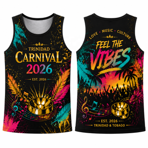 Wholesale Custom Printed <b>Caribbean</b> Carnival Inspired Tank Top Tropical Festival Music Party Graphic Sublimation Sleeveless <b>Shirt</b> - Product Image 3