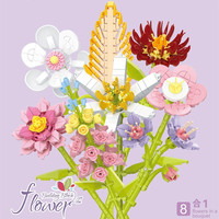 Vente en gros Jeu de briques de construction pour enfants Bouquet de roses Jouets Blocs de construction Fleurs