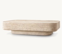 Table basse rectangulaire en travertin naturel, style rétro français, luxe léger, pour salons, villas et hôtels