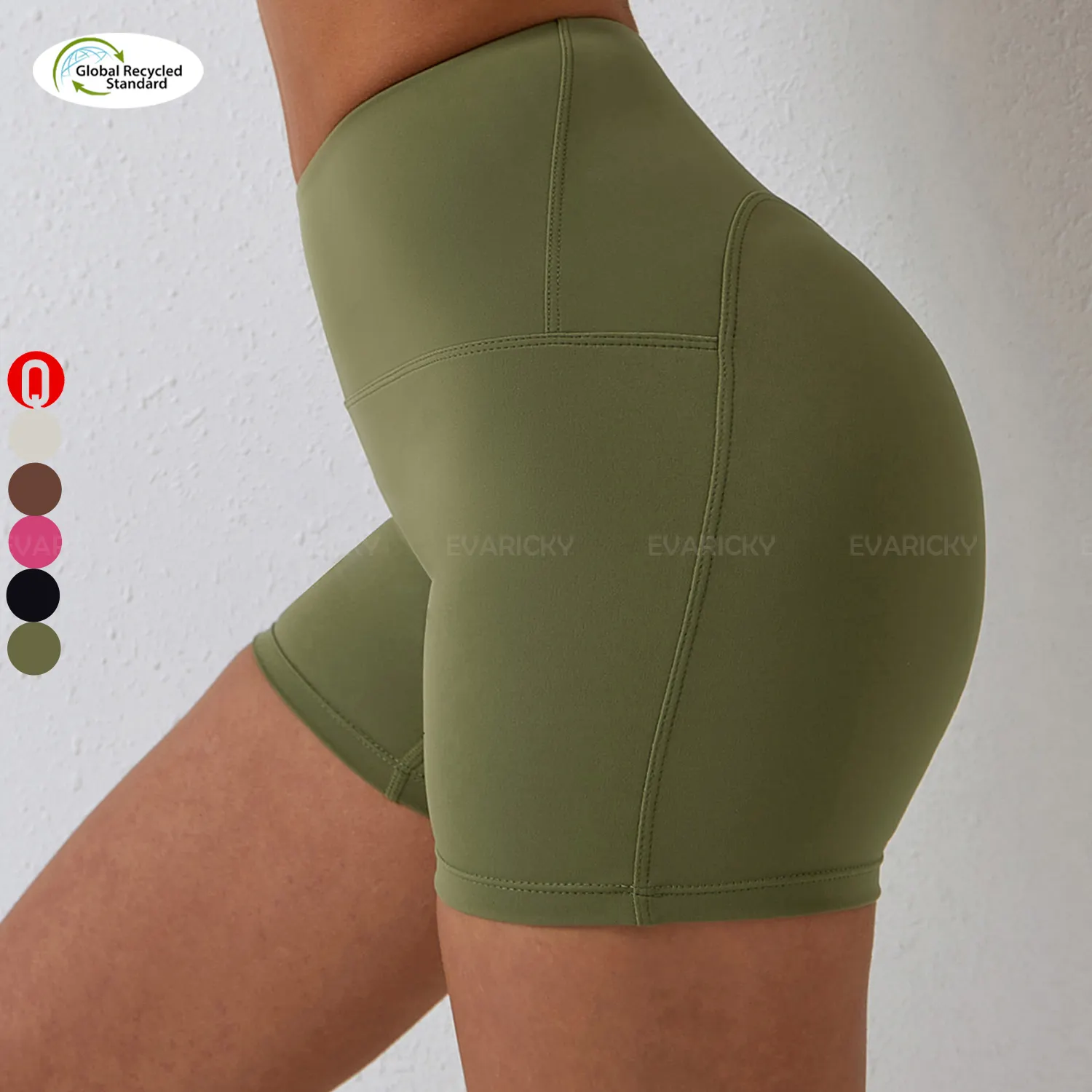 Benutzer definierte Logo High Waist Butt Lift Biker Shorts Keine Kamel Zehen Gym Yoga Fitness Workout Lounge Shorts für Frauen Elastische Taille