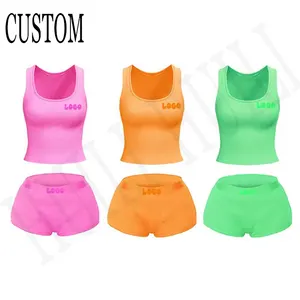 Oem Custom Logo Soft Clothing Lounge Wear 2 Piece Set Women Tank Top And Hot Shorts 2 Pieces Women's Summer Sets