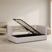 Canapé-lit d'angle moderne Willsoon de style européen, rembourré, avec éclairage LED et rangement, lit de jour écologique pour chambre à coucher