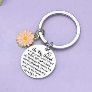 Porte-clés d'<span class=keywords><strong>amitié</strong></span> en acier inoxydable en gros, cadeau <span class=keywords><strong>pour</strong></span> bon ami, pendentif tournesol en métal, porte-clés de voiture en métal avec clip mousqueton - Product Image 5