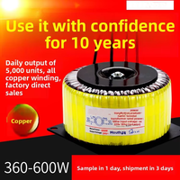 Transformateur de puissance toroïdal monophasé à double enroulement 220V vers 12V/24V haute puissance, vente en gros, directement de l'usine