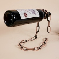 SE7ART - Soporte de Botella de Vino Levitante con Cadena, Diseño Creativo, Estilo Art Deco, Lujoso, Ecológico, Portátil, Resistente al Óxido
