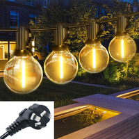 Guirnalda de Luces LED Metálicas para Exteriores HIGH HOME, G40, 25 Pies, IP65, Recargable con Energía Solar, Luz Blanca Cálida 2700K, con Sensor de Movimiento