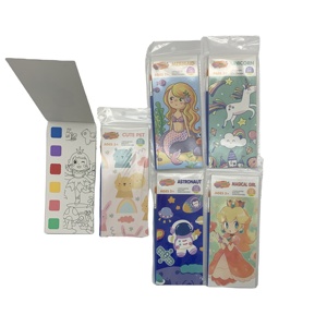 Livre de coloriage aquarelle 8x18cm, 6 thèmes, sirène, voyage spatial, feuilles de dessin, jouet sûr pour enfants, pinceau - Product Image 1