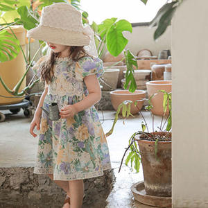 Vestido Casual de Verano para Niña de 2 a 10 Años, Diseño Coreano al por Mayor, de Algodón con Estampado Floral y Mangas Cortas - Product Image 3