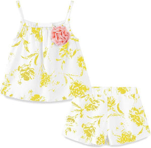 Set Estivo per Bambine, Top Senza Maniche e Pantaloncini, <span class=keywords><strong>Completo</strong></span> a 2 Pezzi, Outfit Floreale Casual per Bambini, Ideale per Gite e Feste - Product Image 3