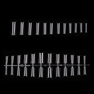 504 faux ongles carrés effilés semi-couvrants extra longs sans courbe en C transparents 12 tailles pour extension d'ongles en salon – Outil de pose facile - Product Image 1