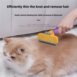 Spazzola per la cura dei capelli in plastica ecologica per cani e gatti lama in acciaio inossidabile per <span class=keywords><strong>Deshedding</strong></span> e rimozione di peli galleggianti aggrovigliati - Product Image 5