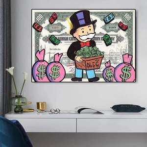 <span class=keywords><strong>Alec</strong></span> Monopoly Rich Man Money Art lienzo pintura póster de dibujos animados e impresión Pop Wall Art imagen para la decoración del hogar de la sala de estar - Product Image 5