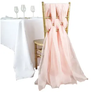 Tessuto chiffon reversibile Tulle filato di latte fascia per sedia fascia per sedia romantica decorazione telai per matrimoni all'aperto
