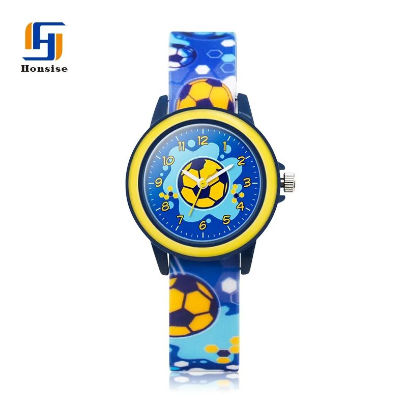Hot Sell Cute Candy Color Silicone Strap Star 3d Printing Dial unique design Watch glass case Kid Quartz Wrist Watch