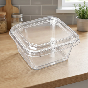 Crystal-<b>clear</b> Recyclable PET Square <b>Container</b> 8 OZ / 230 ML Capacity 115115 Range Wholesale for Deli Meal Prep - Product Image 3