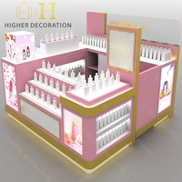 Kiosque de parfum moderne en verre avec éclairage LED, présentoir pour magasin, cosmétiques, kiosque de centre commercial