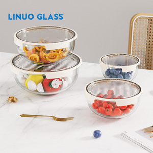 Cuencos de ensalada de frutas multifuncionales para Cocina Casera LINUO, cuenco para servir de vidrio de borosilicato grande con tapa - Product Image 2