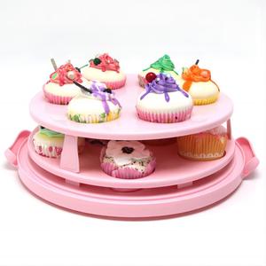 Boîte à cupcake personnalisée en gros Porte-gâteau en plastique avec couvercle et poignée - Product Image 2