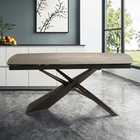 Table à manger moderne personnalisée, luxe léger, pieds en métal, verre trempé, pliable, extensible, 4 places, pour hôtel, appartement, salle à manger