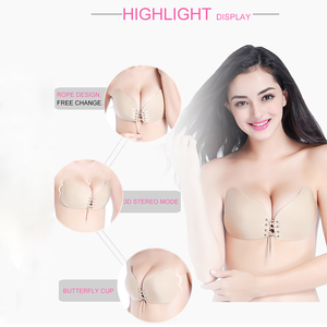 Oucheng-<span class=keywords><strong>Sujetador</strong></span> adhesivo sin mangas para mujer, Push Up inalámbrico sin tirantes, Invisible, con forma de ala - Product Image 5