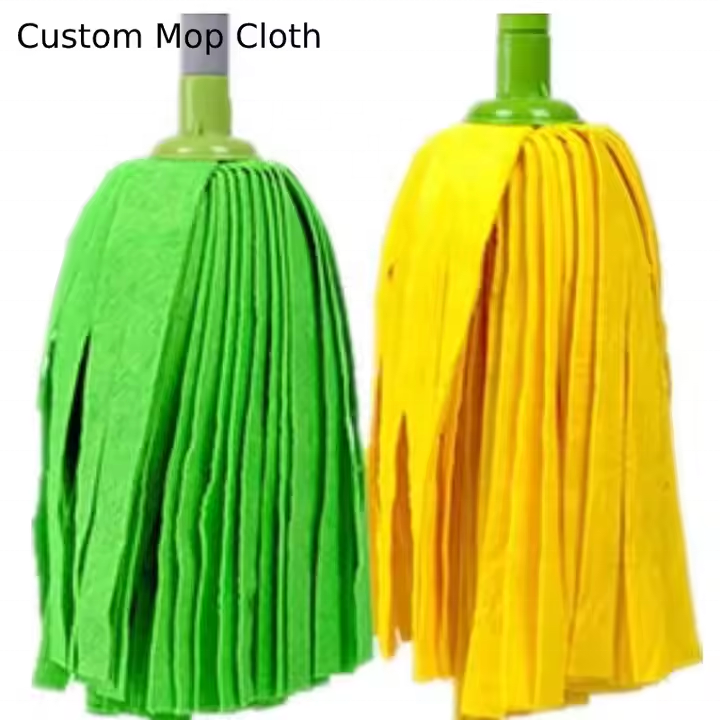Custom Nonwoven Fabric Microfiber Mop Cloth Absorbent Strip Cloth Applicator Viscose Cotton Floor Cleaning Mops Custom Shape
