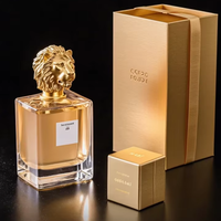 Bouteille de Parfum en Verre Unique de Luxe Vide 30 ml 50 ml 100 ml avec Bouchon en Métal Doré Forme Lion pour Spray de Fragrance