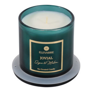 ELEVARRE Jovial Sugar & Melon Scented Candle 6oz <b>Jar</b> with Lid <b>Decorative</b> Candle for Home - Product Image 4