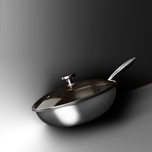 Venta caliente ollas y sartenes de acero inoxidable de alta calidad 34cm sartén antiadherente <span class=keywords><strong>Wok</strong></span> y vaporizador para cocina o <span class=keywords><strong>camping</strong></span> - Product Image 2