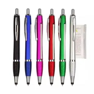 3 in1 Promotional Pen custom logo pull out Banner ballpen Stylus Ballpoint Pen Customized plastic Factory price advertising pens