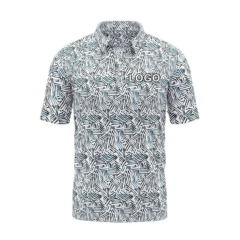 Herren hochwertiges Polyester-Spandex-Golfshirt vollsublimationsdruck Golf-Polonshirt mit individuellem Logo