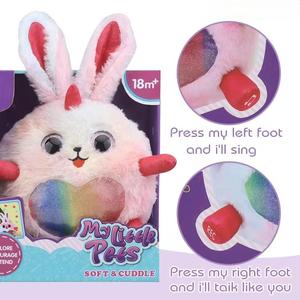 Tekrarlayan hoparlör sesler ile peluş oyuncaklar degrade tavşan ses kaydedici ve çocuklar için ışıkları sevimli doldurulmuş hayvan - Product Image 6