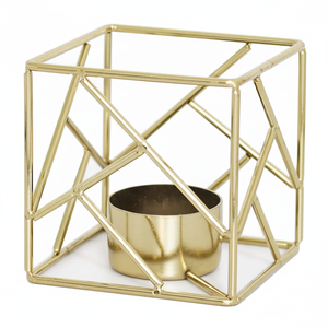 Candelero geométrico cuadrado dorado de calidad confiable Diseño atractivo para candelabro metálico de Navidad - Product Image 1