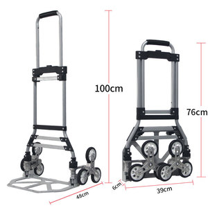 Chariot de courses pliable à deux roues pour la maison, avec barre de traction, pour monter les escaliers, amovible et portable, Argent/Noir/Blanc - Product Image 5